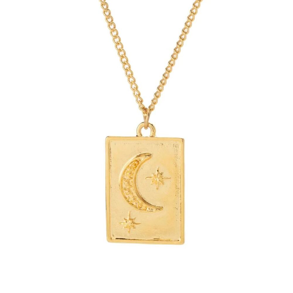 24k Gold Plated Crescent Moon Star Pendant Necklace Celestial Witchy NIB Mayamar - Picture 2 of 11